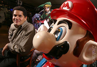 Nintendo's Reggie Fils-Aime and Mario at an encounter group meeting.