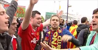 Man United Fans Clobber Barcelona Fans in FIFA Game Love