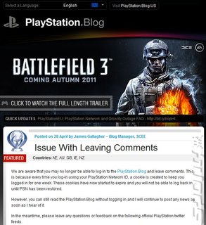 PlayStation Blog Comments Going Offline