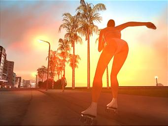 Skating into the sunset in Vice City.