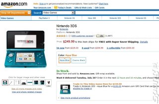 Amazon USA Suspended Nintendo 3DS Sales