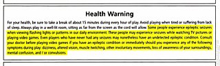 Health warning found in PS2 game manuals. Note the highlighted passage.