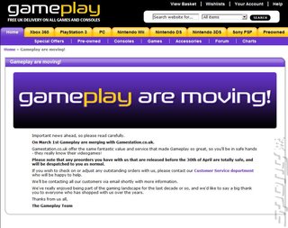 Game Closes Gameplay - More Trouble for UK Retail