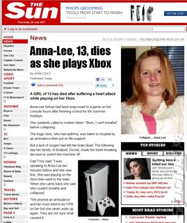 Mainstream Media Relates Xbox 360 to Teen Girl Death