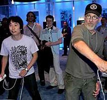 Miyamoto and Spielberg play Wii Sports  