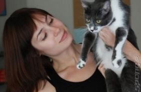 Veronica Belmont with her... cat.