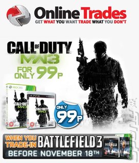War! Gamestop Offers Modern Warfare 3 for 99p on Battlefield 3 Trade-In